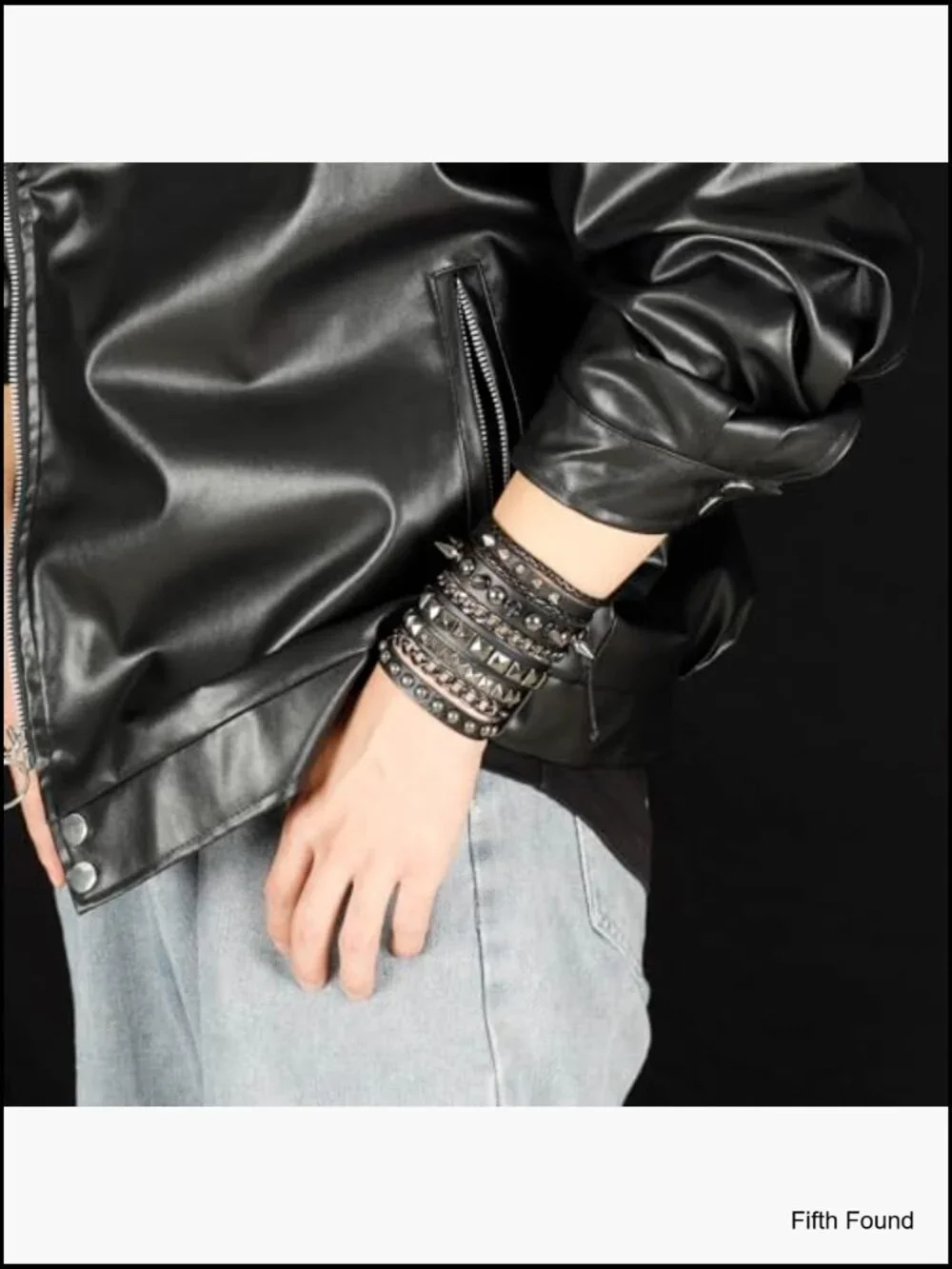 3 Pcs Punk Gothic Leather Bracelets Set Cuff Chain Rivet Spikes for Men Women